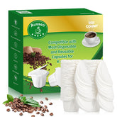 Aussen disposable coffee filters for Keurig with white lid, mess-free brewing.