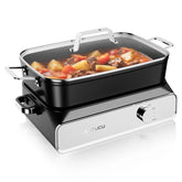 AUTUCU Slow Cooker 10-Quart top view with lid, ideal for hands-off meal prep