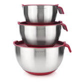 AVACRAFT stainless steel mixing bowls with lids for organized prep and storage.