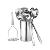 Avador premium 10-piece stainless steel tool set in holder offers organized cooking
