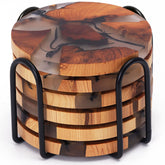 AVOCRAFTS cedar-epoxy round wooden coaster protecting surfaces.