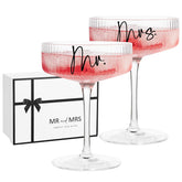 AW BRIDAL Mr and Mrs champagne glasses ensemble, ideal for elegant toasts