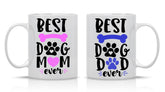AW Fashions Best Dog Mom Best Dog Dad mugs set of 2 front view for daily coffee