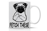 AW Fashions Fetch This Cute Dog Middle Finger mug front view for dog lovers.