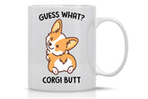 AW Fashions Guess What Corgi Butt mug front view for dog lovers and humor