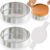 AWTBDP 8-inch round cake pan with parchment paper for smooth release.