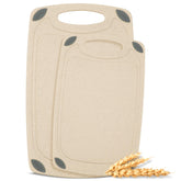 AXIOM CREATIONS large wheat straw cutting board top view, eco-friendly prep surface.