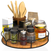 AXTEE Lazy Susan pine wood 9-inch on countertop for easy item access.