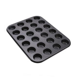 Aybloom mini muffin pan with extended handles for easy grip while filling batter.