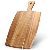 Ayiaren acacia cutting board with handle for safe slicing and serving.