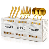 Ayiaren Farmhouse Wooden Utensil Caddy front view adds rustic charm and organized counter space.