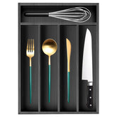 Ayiaren wooden small silverware organizer in a drawer keeps utensils neatly sorted.