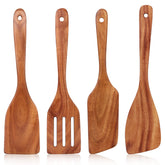 ayiaren teak right spatula shows smooth grain for gentle flipping and nonstick protection.