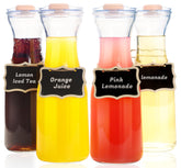 AYL set of 4 glass carafes with flip-top lids for elegant 1 liter servings
