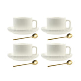 AYUCIA 8oz cappuccino cups with saucers and spoons for elegant daily coffee.