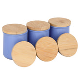 AYUSEB La Fermiere yogurt jar lids six-piece bamboo with silicone seals for leak-free storage.