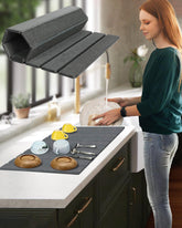 Azorteja large stone drying mat 24x16 inches showing absorbent surface for clean countertops