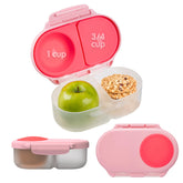 b.box Snack Box front view shows leakproof two-compartment design for mess-free snacks
