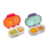 b.box Snack Box 2-Pack in strawberry and lilac for mess-free kid lunches
