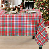 B-COOL checkered tablecloth closeup in durable, easy-care polyester fabric.