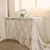 B-COOL white lace tablecloth on a rectangle table adds elegant dining appeal