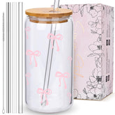 BIPEDS Coquette pink bow glass cup with elegant daily sipping appeal