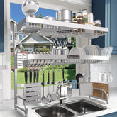 Babosas over-sink dish drying rack extending to fit a wider sink