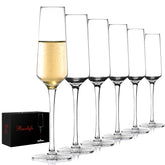 BACLIFE hand-blown champagne flutes set6 for elegant celebrations and refined tasting.