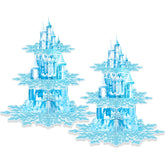 BACUTHY frozen 3-tier stand front view showcasing elegant snowflake design for chic party decor