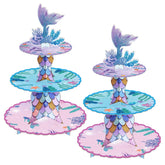 BACUTHY mermaid cupcake stand 2-pack displays treats for seaside-themed birthdays