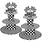 BACUTHY Race Car Cupcake Stand front view for festive party decor.