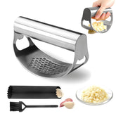 BADAO garlic press rocker with ergonomic handle for effortless mincing.