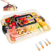 BADIABO charcuterie board with locking lid keeps contents secure during transport.