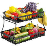 baecel 2-tier fruit basket with banana hangers keeps fruit organized and accessible
