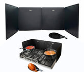 Baetle large splatter guard back panel covers 29.5 inches for full stovetop protection.