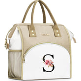 BAGNN Initial Lunch Bag for Women front view with floral monogram