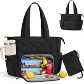 Bagstellar Puffer Lunch Tote open compartment showcasing built-in lunch area for meals on the go.