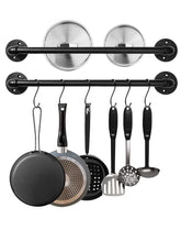 Bailoo industrial pipe pot rack 21-inch left view, sturdy wall installation for pots.