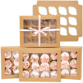 Bakepacker brown cupcake box with window for easy display of treats