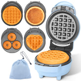 Baker's Friend 4-in-1 mini waffle maker with removable plates for easy cleaning.