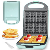 Baker's Friend Belgian waffle maker front view highlighting 4-slice capacity for family breakfasts