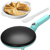 Baker's Friend Instant Crepe Maker Aqua top view for quick, even-heat crepes.