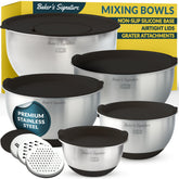 Baker's Signature 0.63qt stainless steel bowl with lid for compact prep and storage