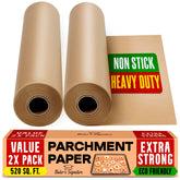 Baker's Signature unbleached parchment roll cutting for precise sheet sizes.