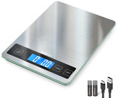 BakFee food scale with tempered-glass and stainless-steel construction for durable weighing.