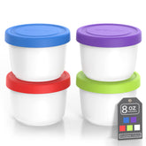 BALCI 8oz mini ice cream container with blue lid for easy freezer portioning.