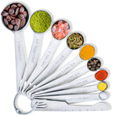 BALCI 9-piece measuring spoons set closeup highlighting durable 18/8 stainless steel for precision