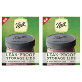 Ball wide-mouth leak-proof lids close-up with ridged edge for secure grip during canning.