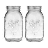 Ball Regular Mouth 32oz jar close-up showing tight lids and bands for a secure seal.