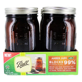 Ball wide mouth amber jar four-pack protects herbs and jams from light